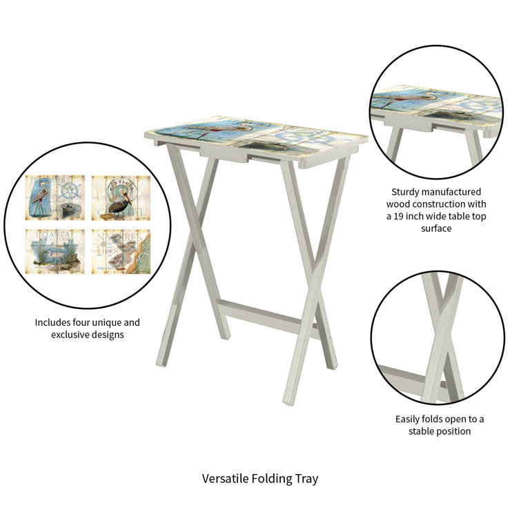 Evergreen Enterprises Inc Shore Birds Wood TV Tray Table Set with